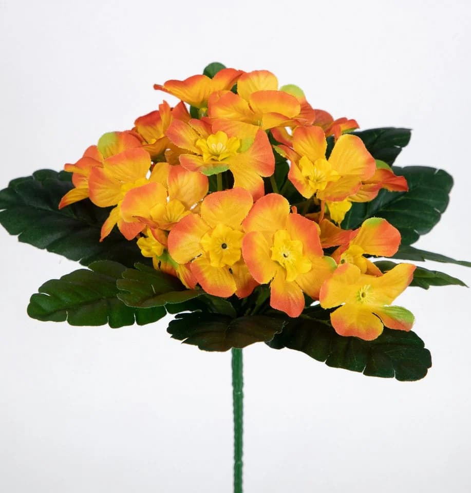 Kunstblume Primel 24x22cm mit 20 Blüten PM Kunstblumen Schlüsselblume Seidenblumen Roß Orange