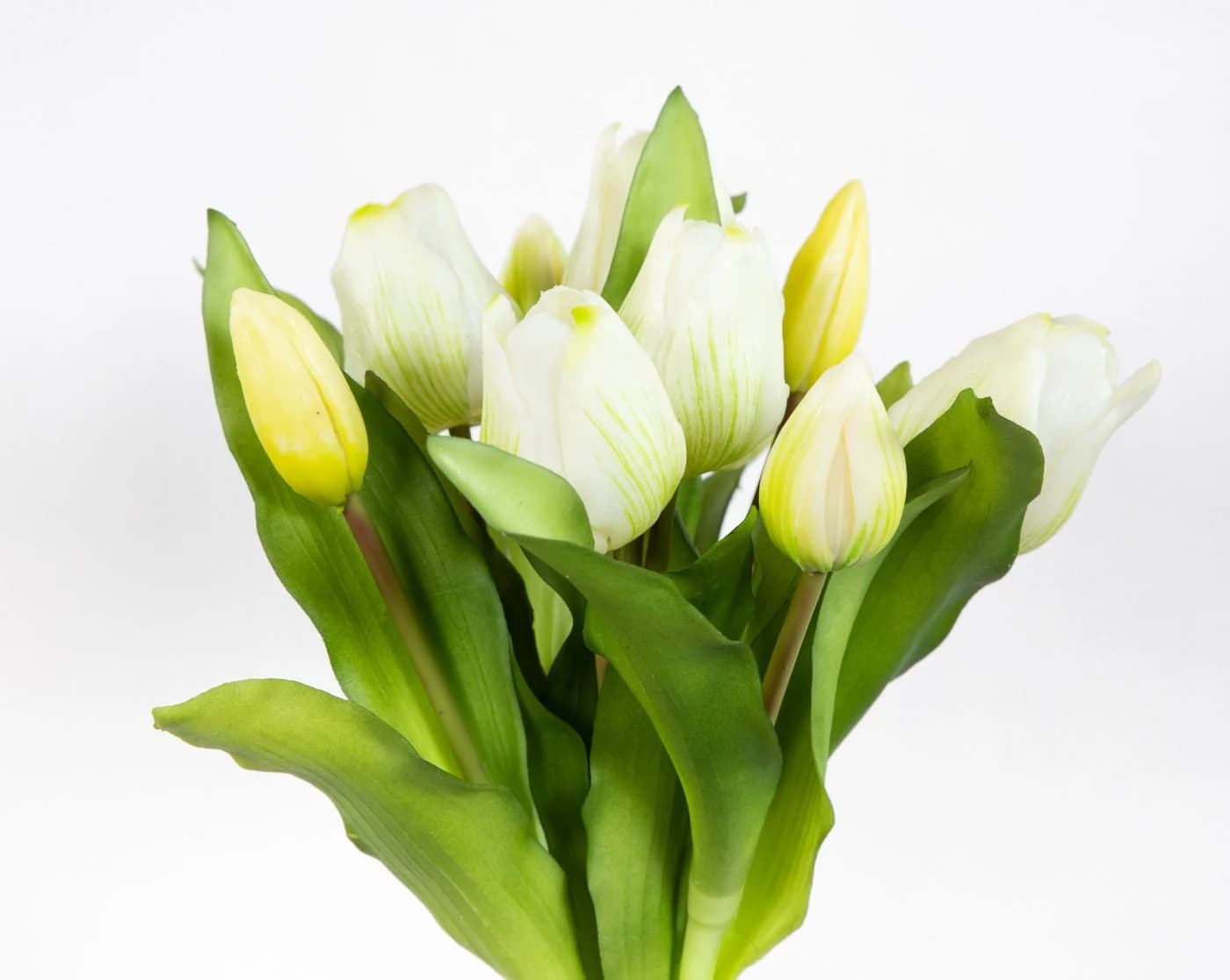 Seidenblumen Roß Kunstblume Tulpenbund Weiß Real Touch 10 Stück - Bild 3