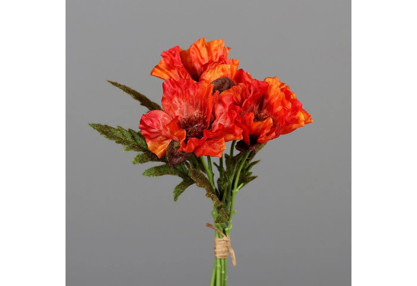 Seidenblumen Roß Kunstblume Mohnbund 5 Blüten Orange