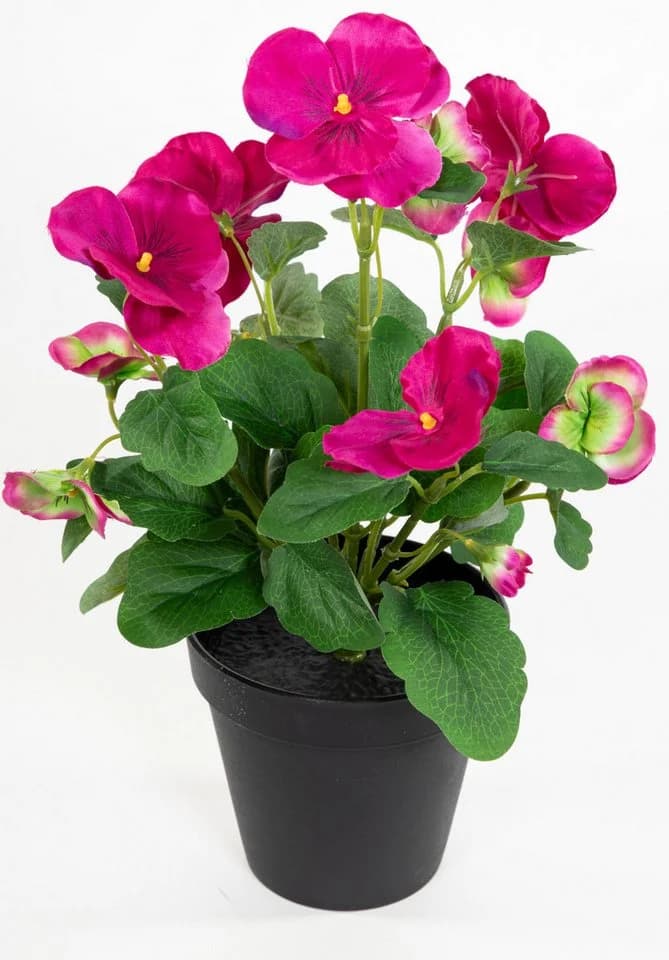 Kunstblume Stiefmütterchen 30cm Fuchsia-Pink im Topf - Bild 3