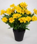 Seidenblumen Roß Kunstblume Margeritenbusch Gelb im Topf Bild 1