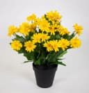 Seidenblumen Roß Kunstblume Margeritenbusch Gelb im Topf Bild 2