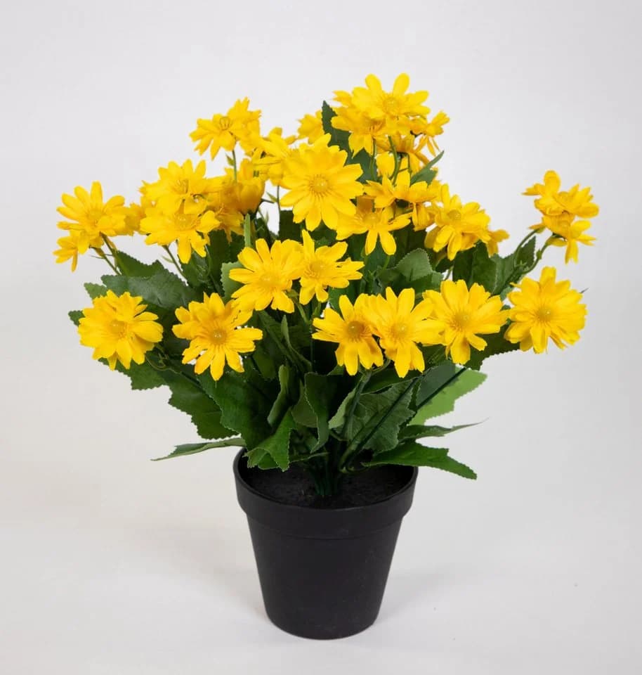 Seidenblumen Roß Kunstblume Margeritenbusch Gelb im Topf - Bild 2