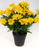 Seidenblumen Roß Kunstblume Margeritenbusch Gelb im Topf Bild 3