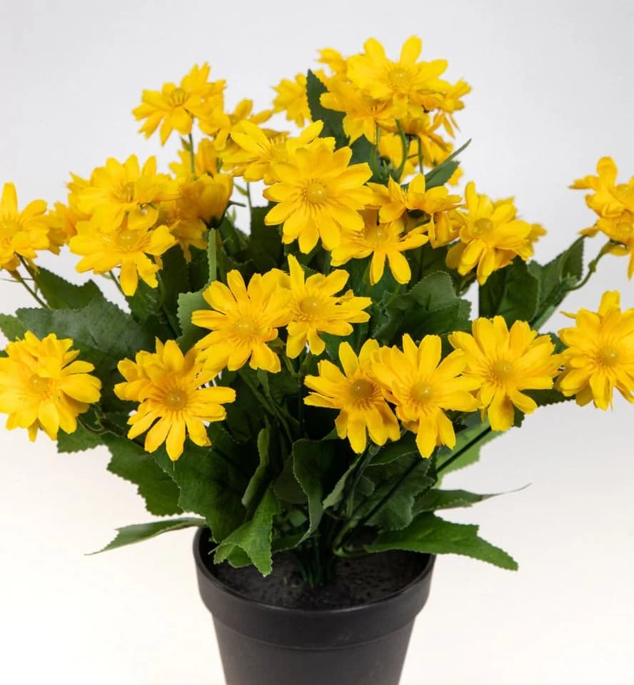 Seidenblumen Roß Kunstblume Margeritenbusch Gelb im Topf - Bild 4