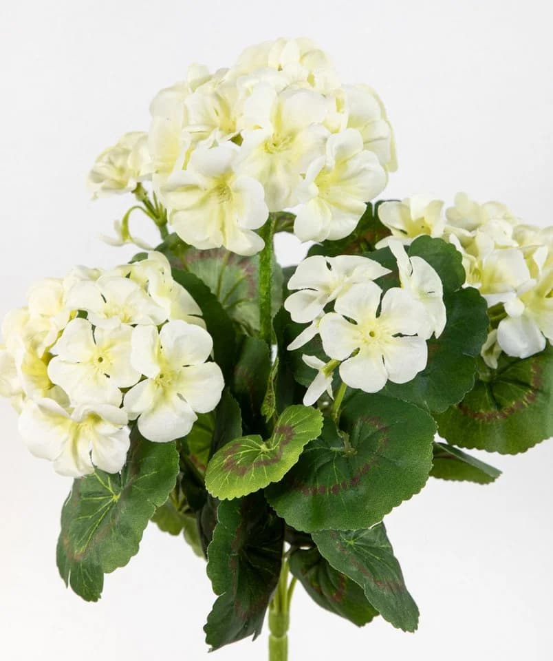 Seidenblumen Roß Kunstblume Geranie Weiß 32cm