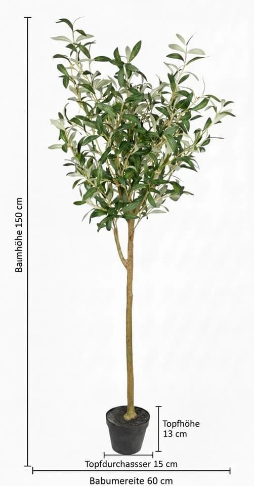 Seidenblumen Roß Kunstbaum Olivenbaum Set 2 Stück Grün 150 cm