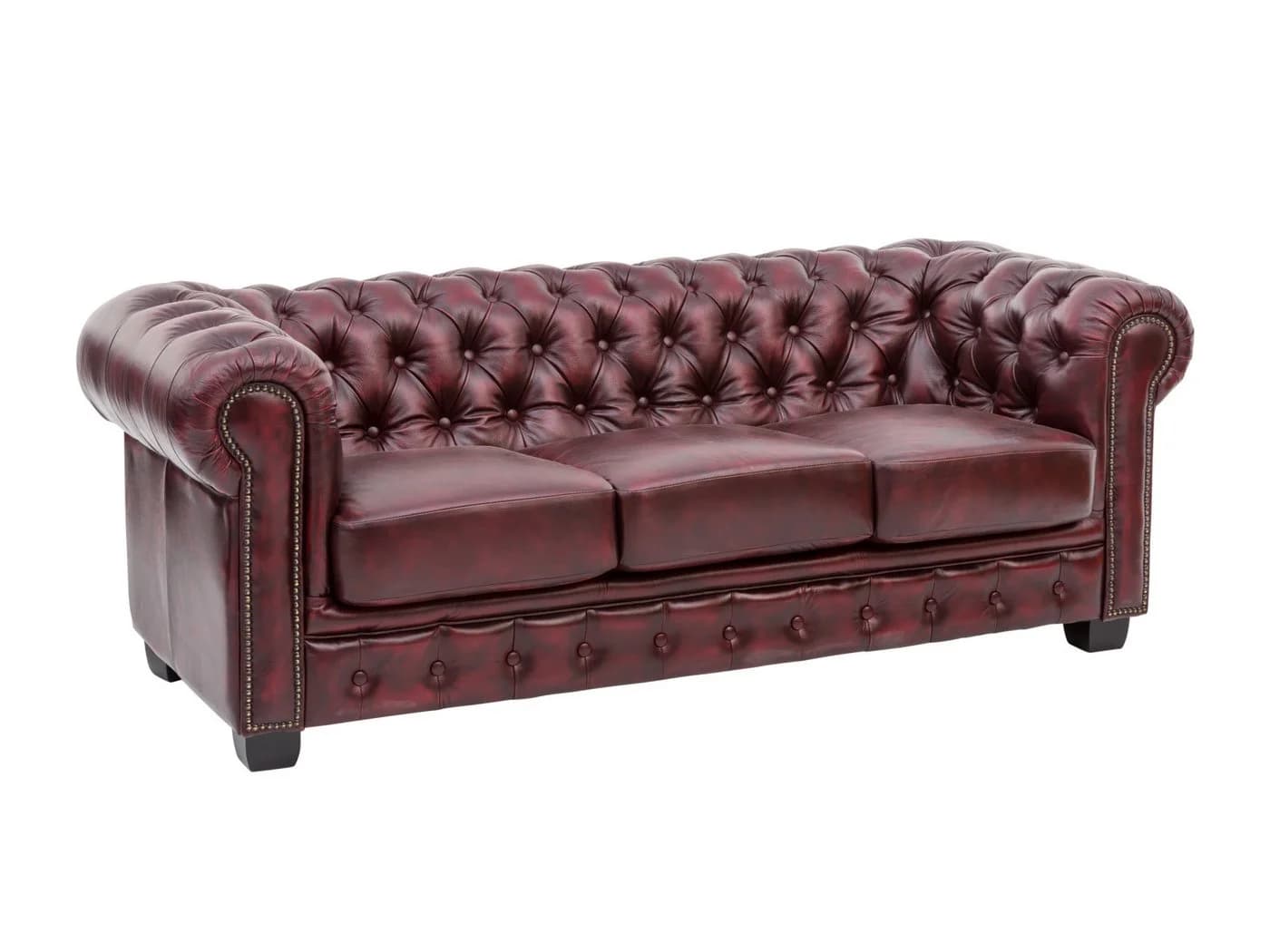 massivum Chesterfield-Sofa 3-Sitzer Echtleder antik-rot - Bild 2
