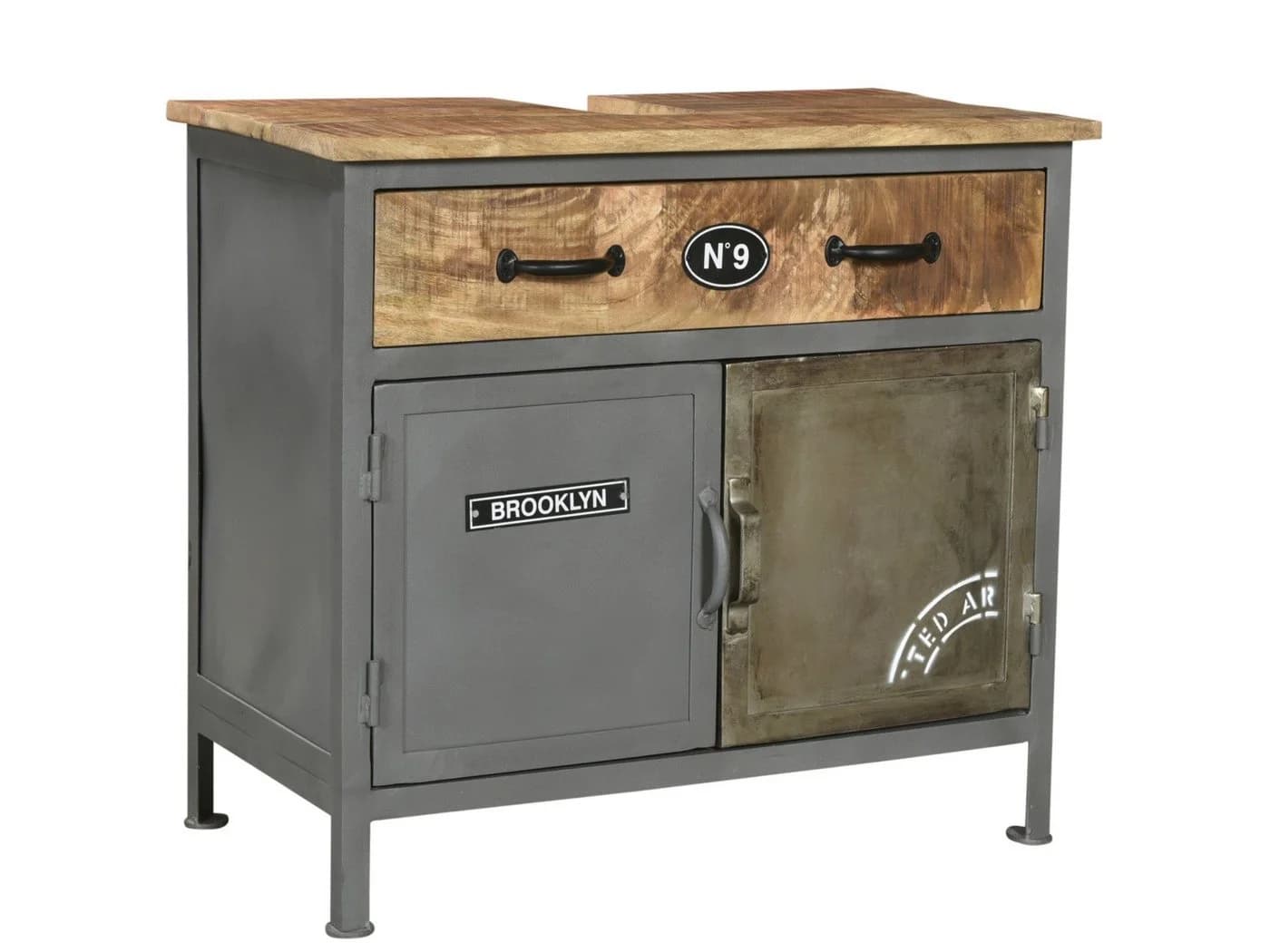 massivum Waschbeckenunterschrank Pinetown Metall-Holz Mix - Bild 2