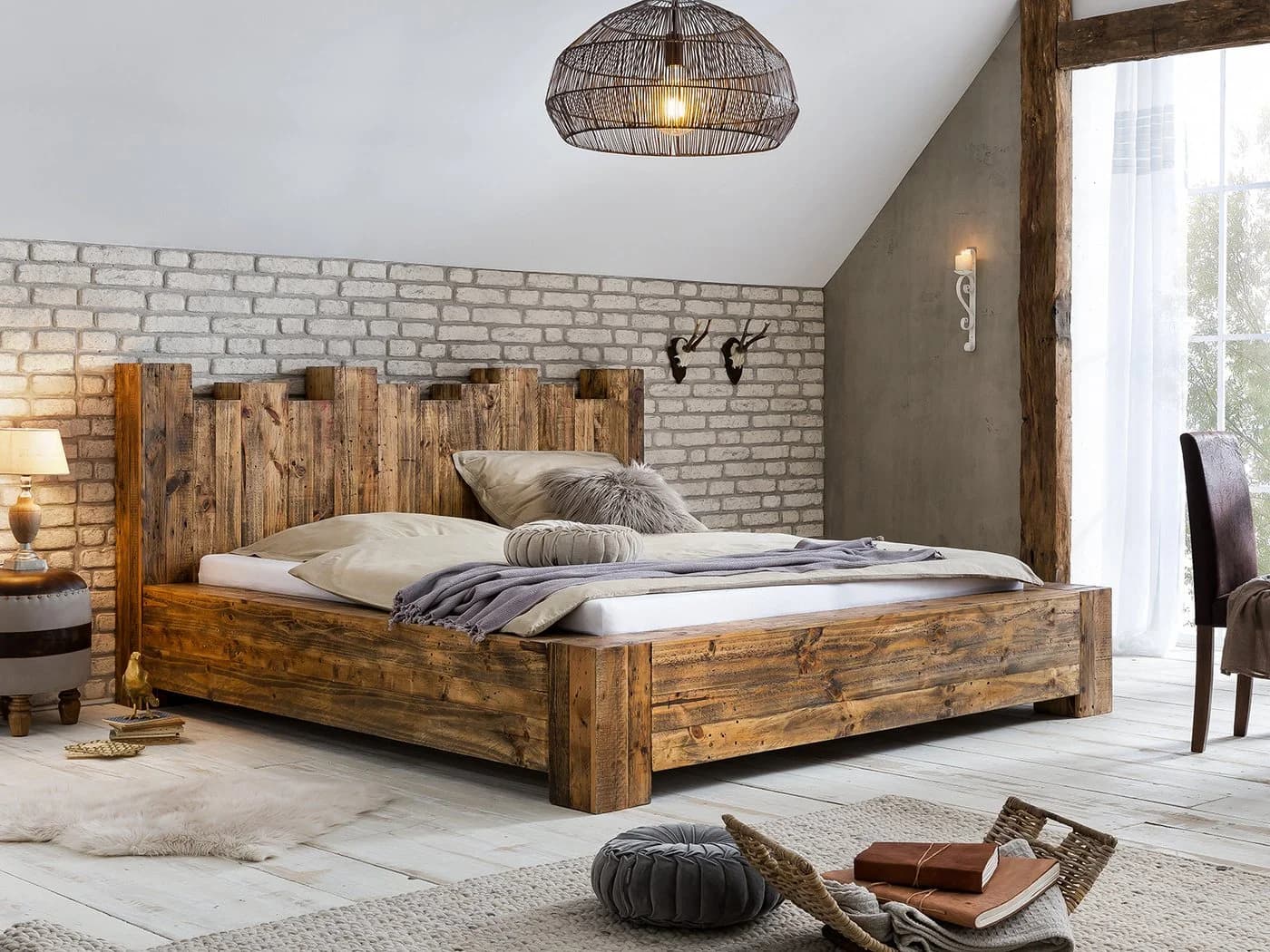 massivum Massivholzbett Kingsburgh Braun 180x200 cm