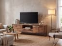 massivum Lowboard Bristol TV-Bank Massivholz Metall Braun Bild 1