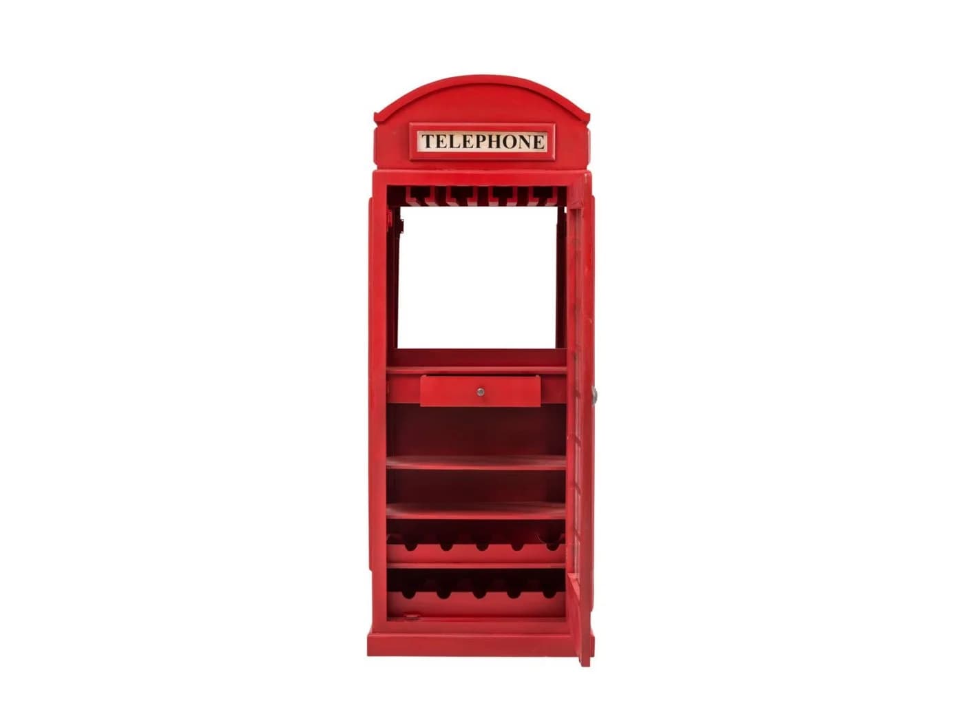 massivum Vitrine Barschrank Telefonzelle Rot Mango Holz - Bild 3