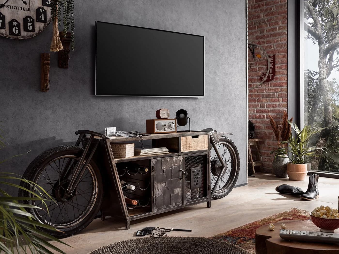 massivum Lowboard Harlow TV-Bank Mango Metall
