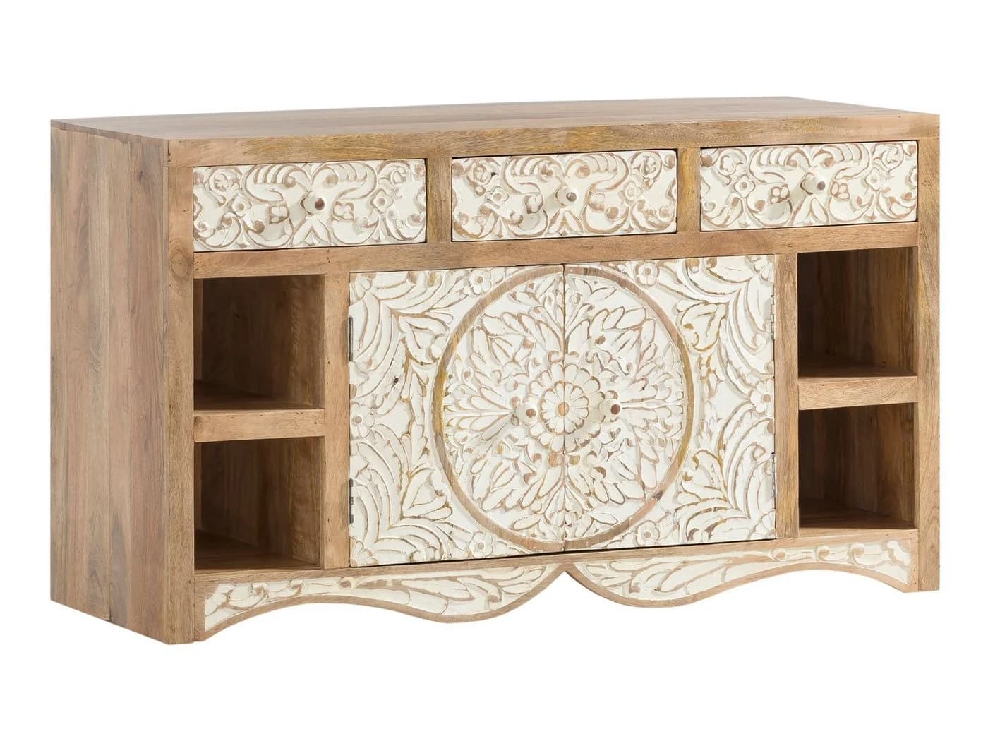 massivum Waschtisch Delhi 130cm Echtholz Badezimmer Schrank - Bild 2