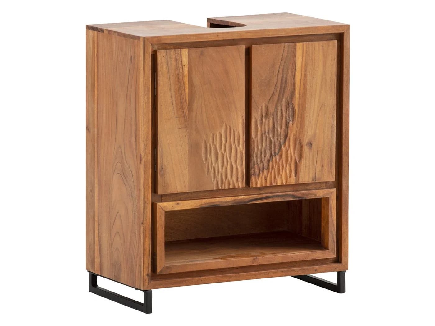 massivum Akazie Waschbeckenunterschrank 50cm Braun - Bild 2