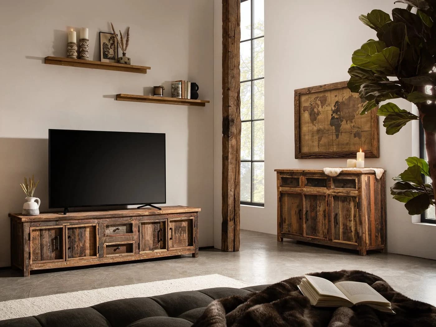 massivum Sideboard Sumatra Anrichte Altholz rustikal braun