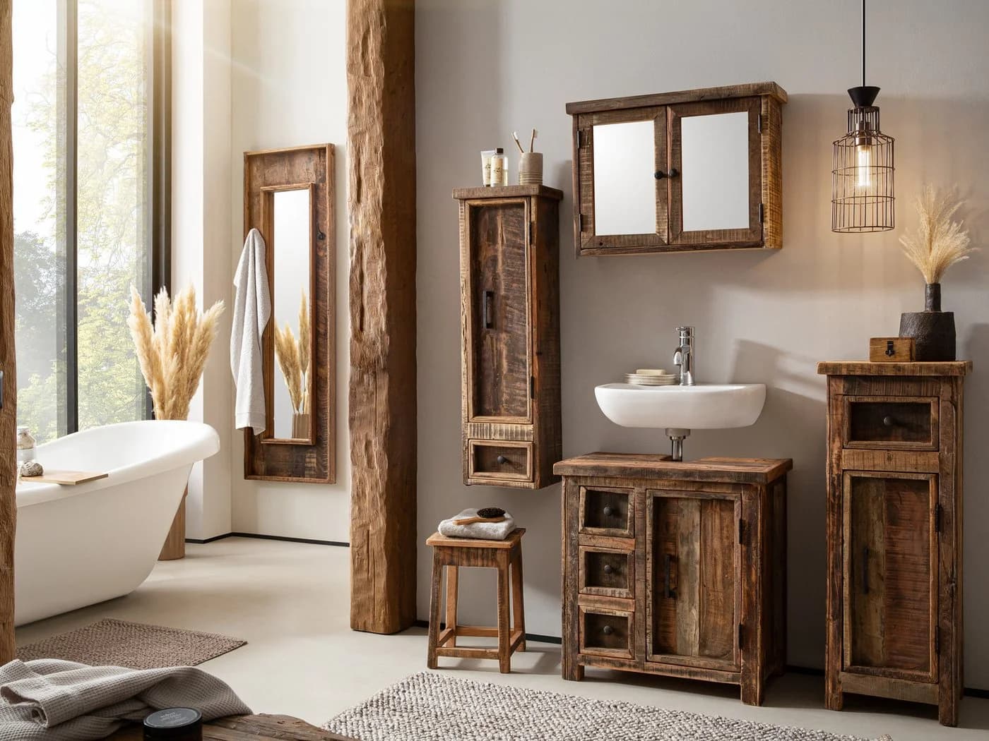 massivum Badezimmer-Set Sumatra Altholz Rustikal Braun - Bild 2