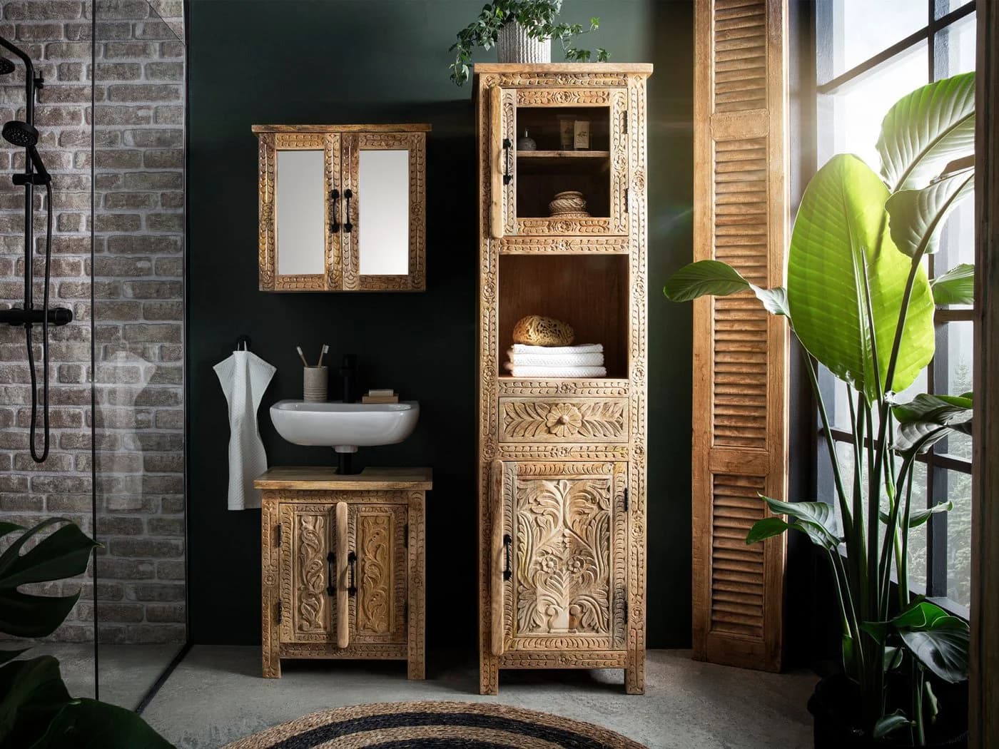 massivum Hochschrank Santa Cruz Badschrank Massivholz Braun