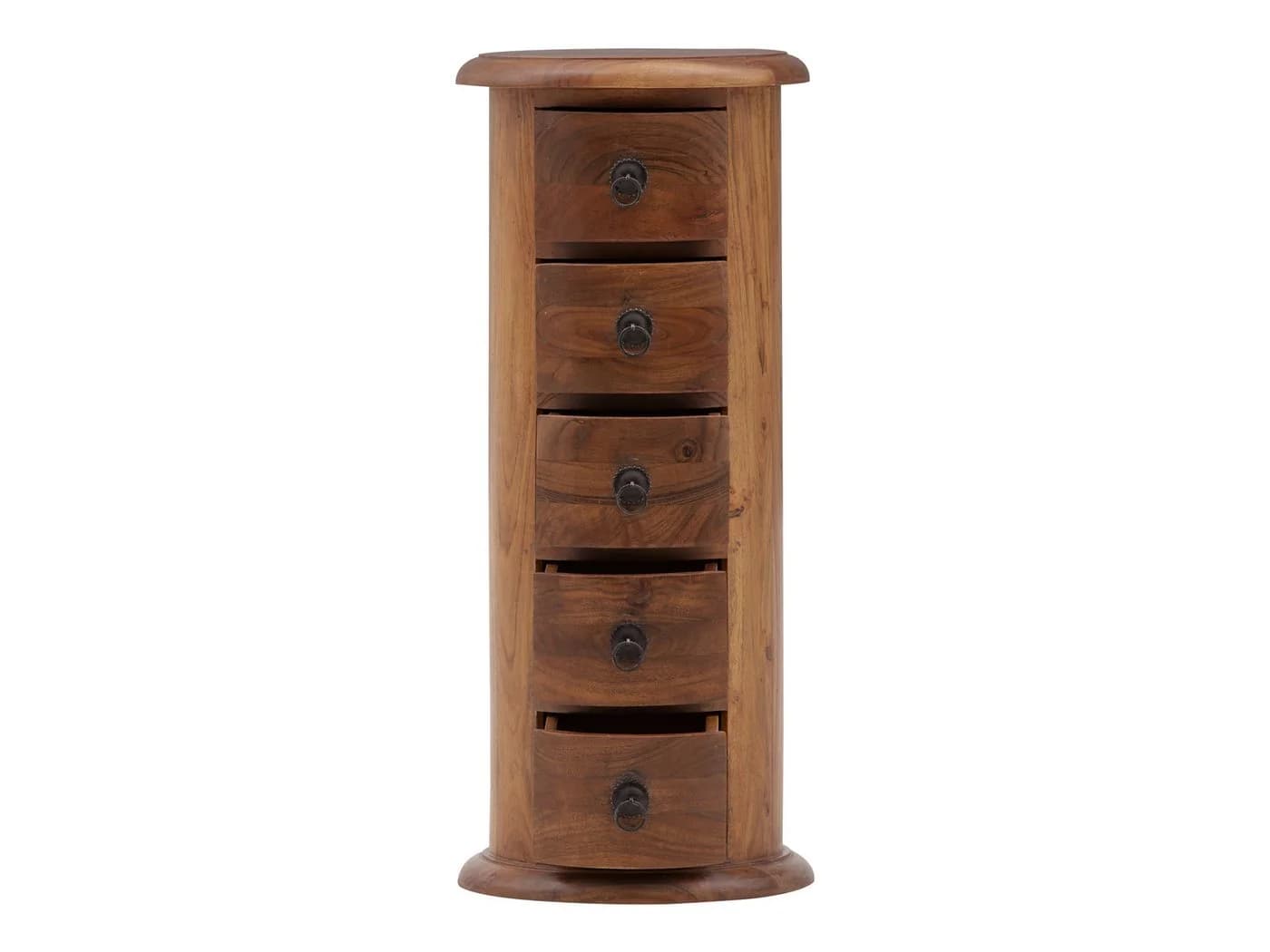 massivum Kommode Merlow Akazie Rundschrank 5 Schub Beistelltisch Braun - Bild 3