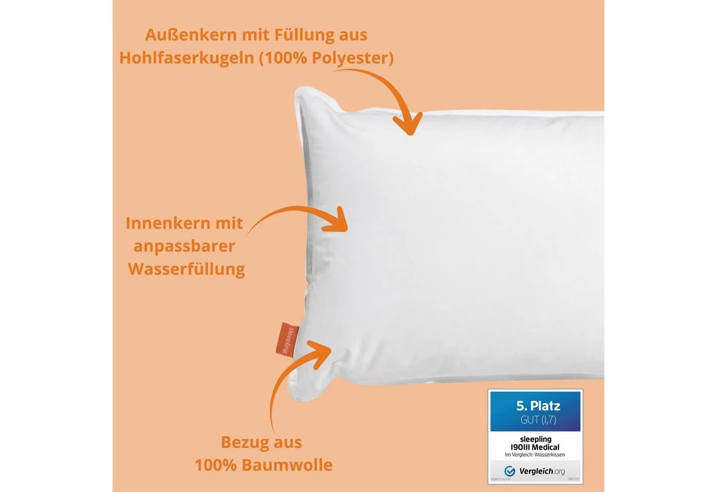 sleepling Wasserkissen Orthopädisches Kopfkissen Individuell Anpassbar - Bild 4