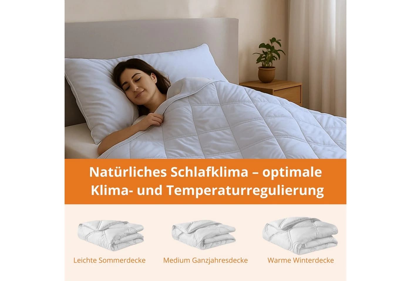 sleepling Kamelhaarbettdecke 100% Baumwolle Mako-Satin Diamantsteppung - Bild 3