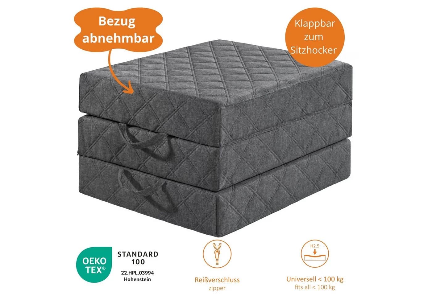 sleepling Klappmatratze mit Bezug 75x195 cm
