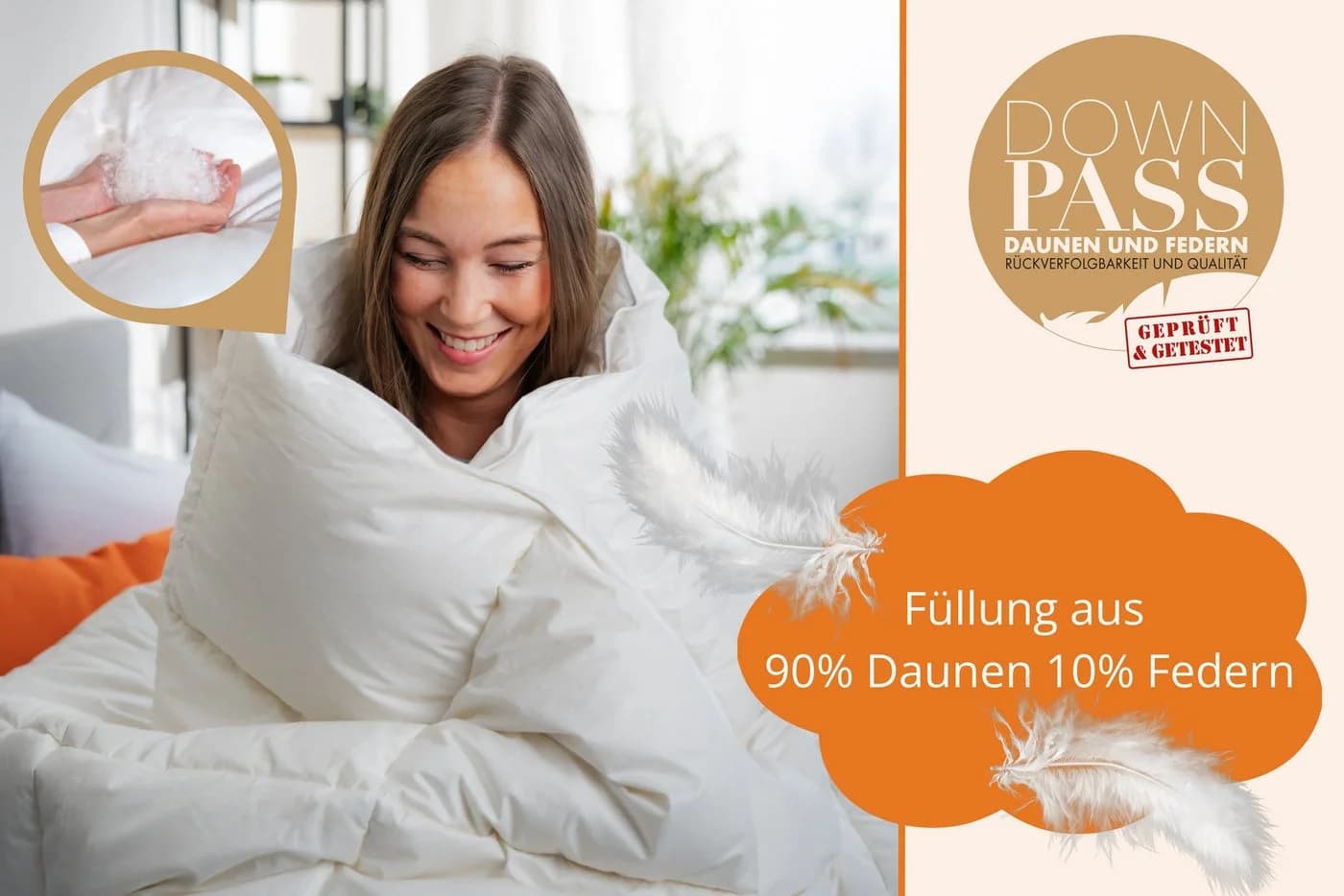 sleepling Daunenbettdecke Komfort 90% Daunen 10% Federn Baumwolle - Bild 4