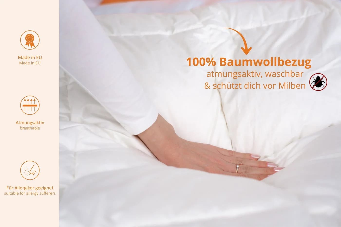 sleepling Daunenbettdecke Komfort 90% Daunen 10% Federn Baumwolle - Bild 5