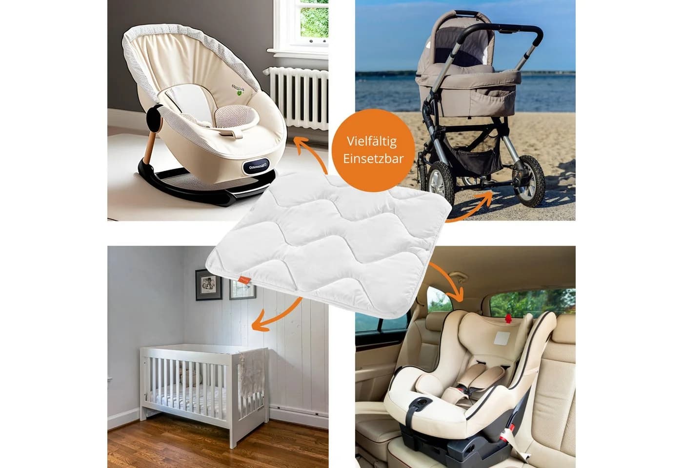 sleepling Babybettdecke und Kinderbettdecke, Polyester, Wellensteppung, 80x80 cm - Bild 4