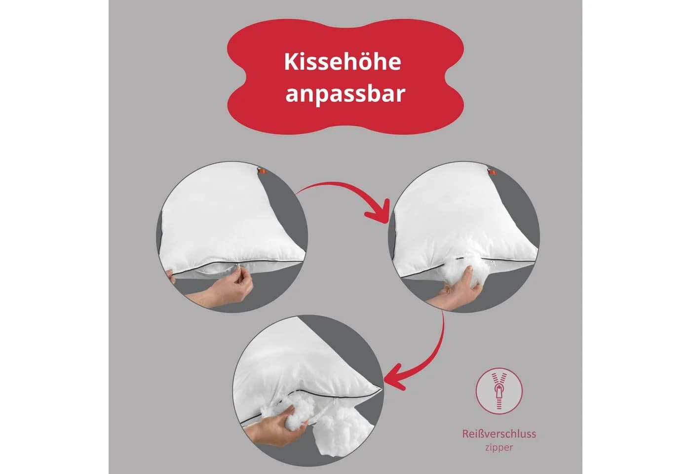 liebling Kopfkissen höhenverstellbar 40x80 cm Baumwolle Polyester - Bild 3
