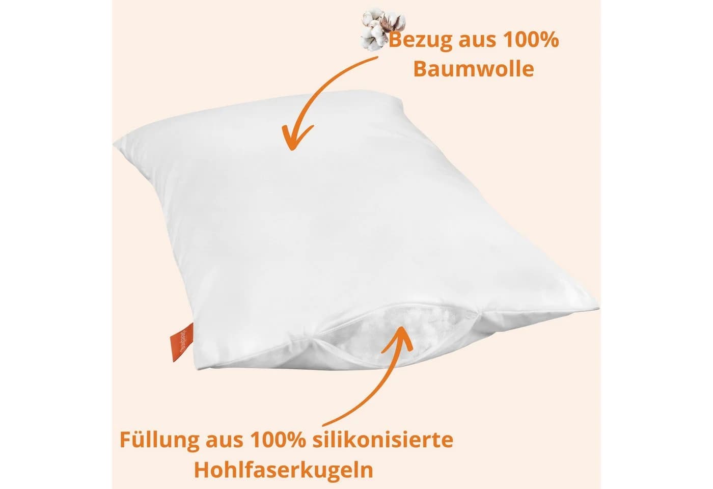 sleepling Kinderkopfkissen 100% Baumwolle Hohlfaserkugeln - Bild 4