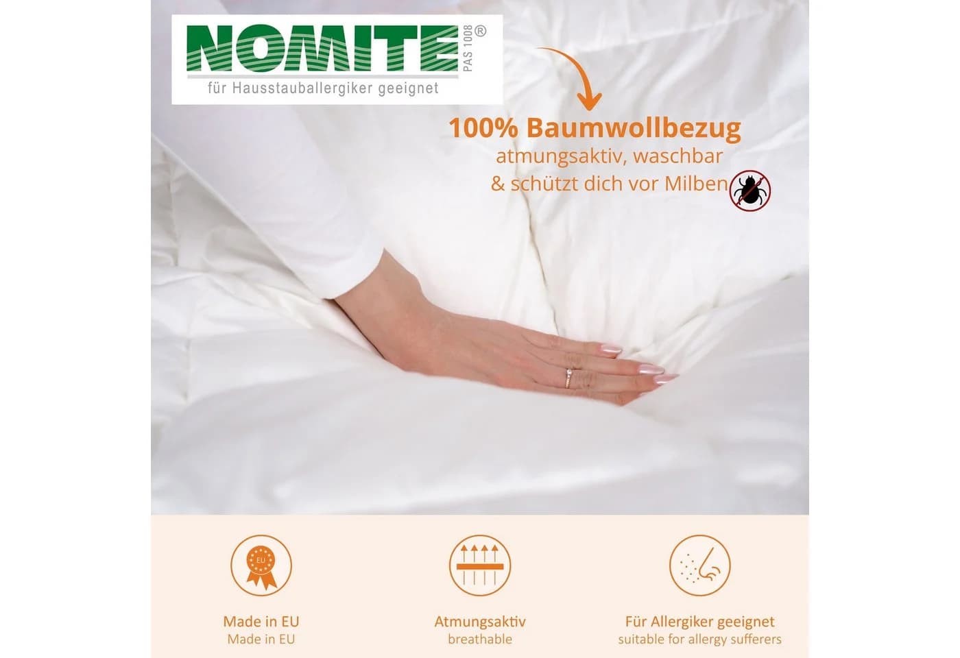 sleepling Federbettdecke mit 100% neuen Federn, Mako Baumwolle, Down-Pass - Bild 3