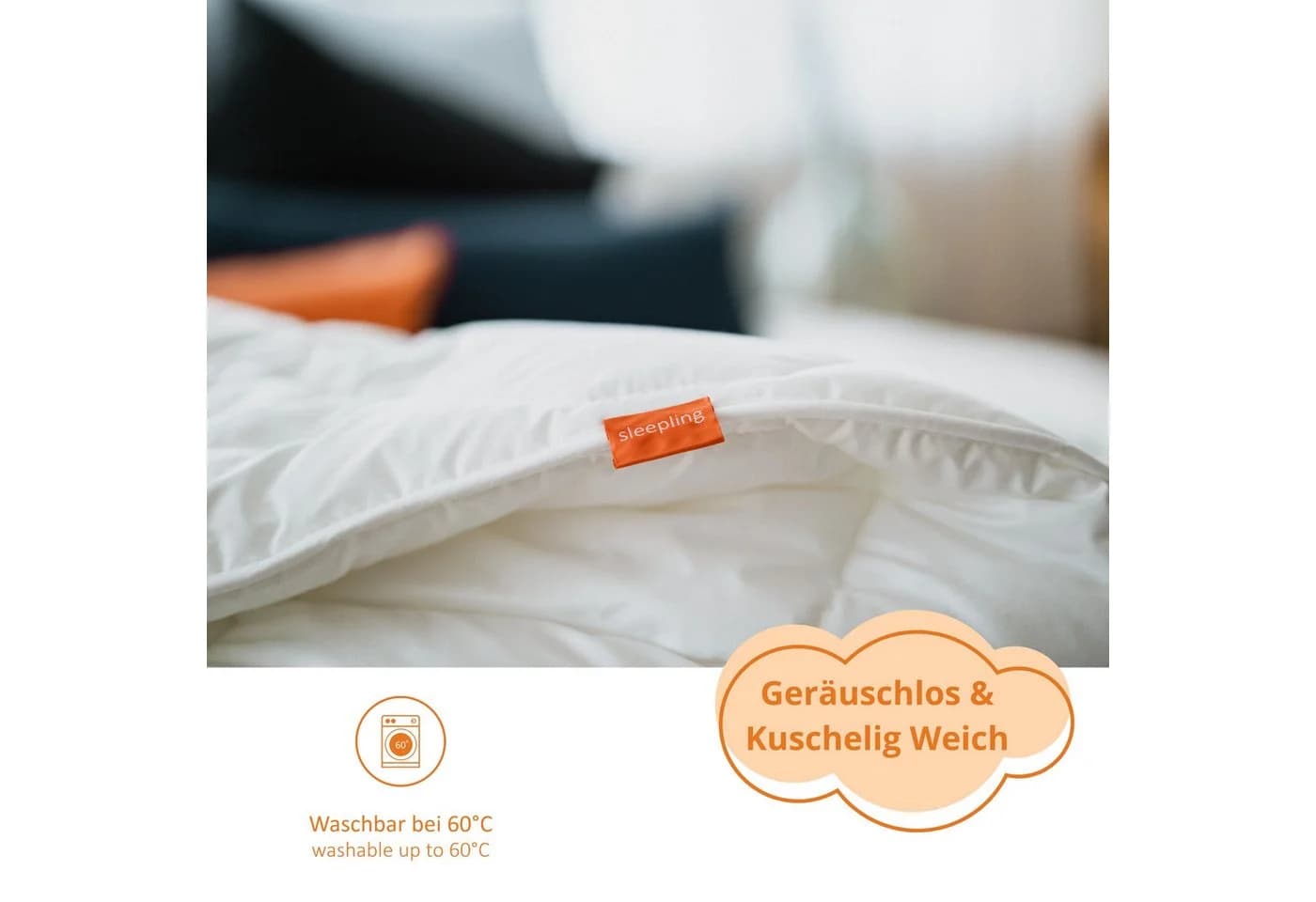 sleepling Federbettdecke mit 100% neuen Federn, Mako Baumwolle, Down-Pass - Bild 5