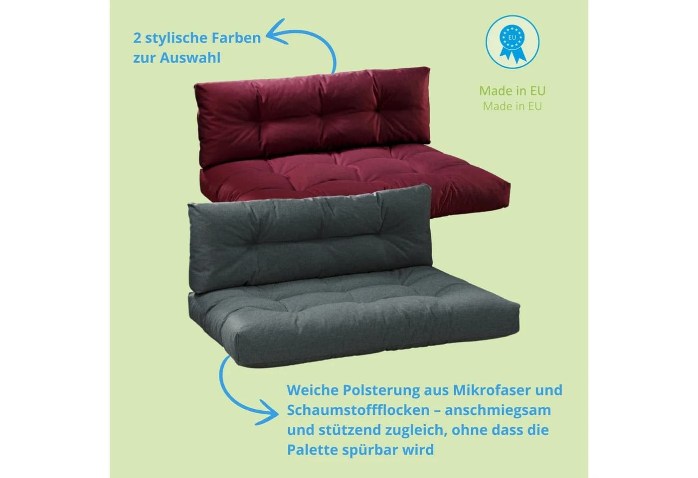 Bodyprotect Palettenkissen Hochwertiger Möbelstoff Grau - Bild 5