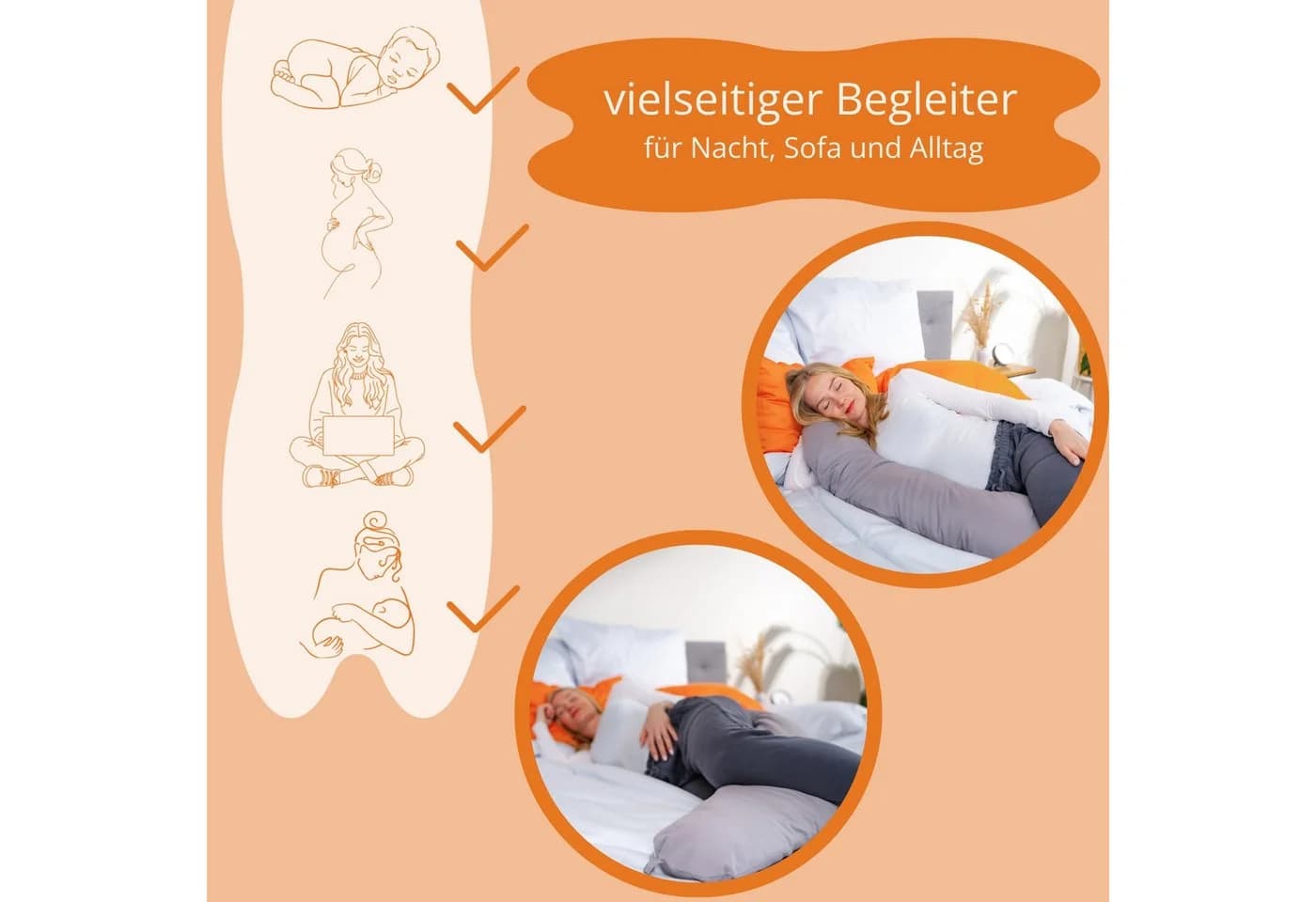 sleepling Stillkissen Schwangerschaftskissen Grau Mikrofaser - Bild 3