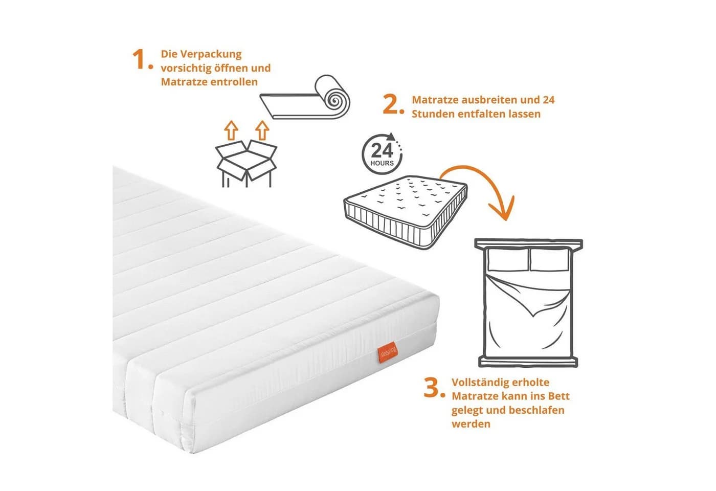 sleepling Kaltschaummatratze Basic30 7-Zonen Duo-Härtegrad H2/H3 Weiß - Bild 5