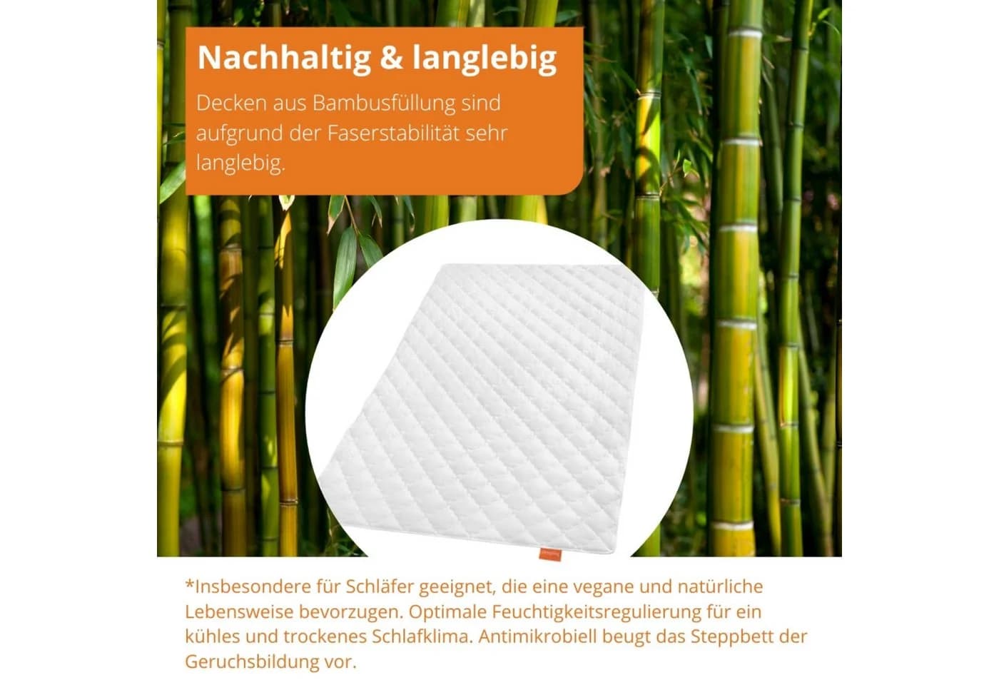 sleepling Bambus Bettdecke 60% Viskose 40% Polyester Baumwolle Vegan - Bild 4