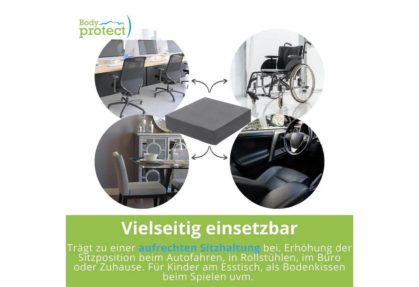 Bodyprotect Sitzkissen Sitzerhöhung Grau Anti-Rutsch - Bild 4