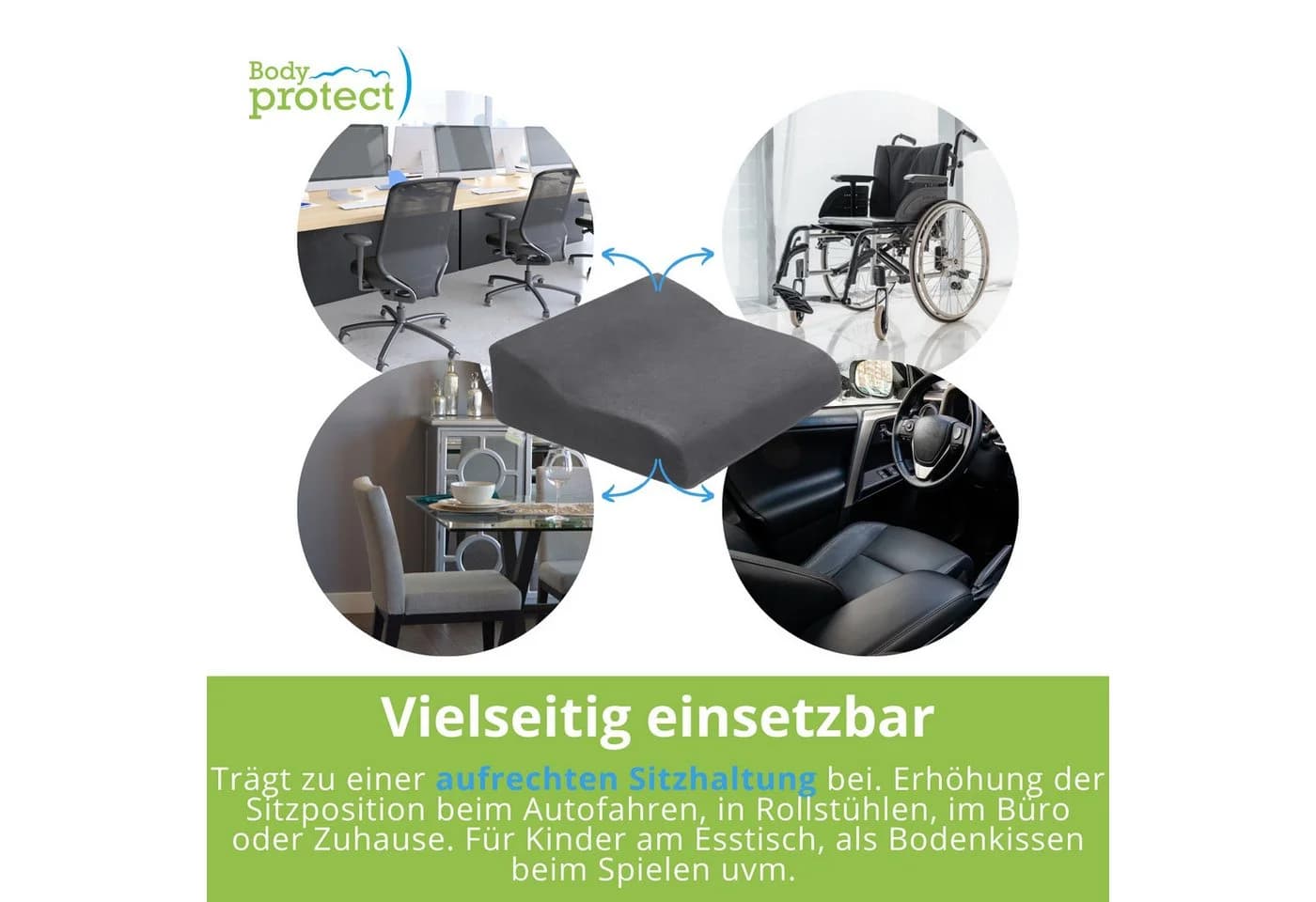 Bodyprotect Sitzkissen Aufstehhilfe Grau mit Anti-Rutsch-Unterseite - Bild 4