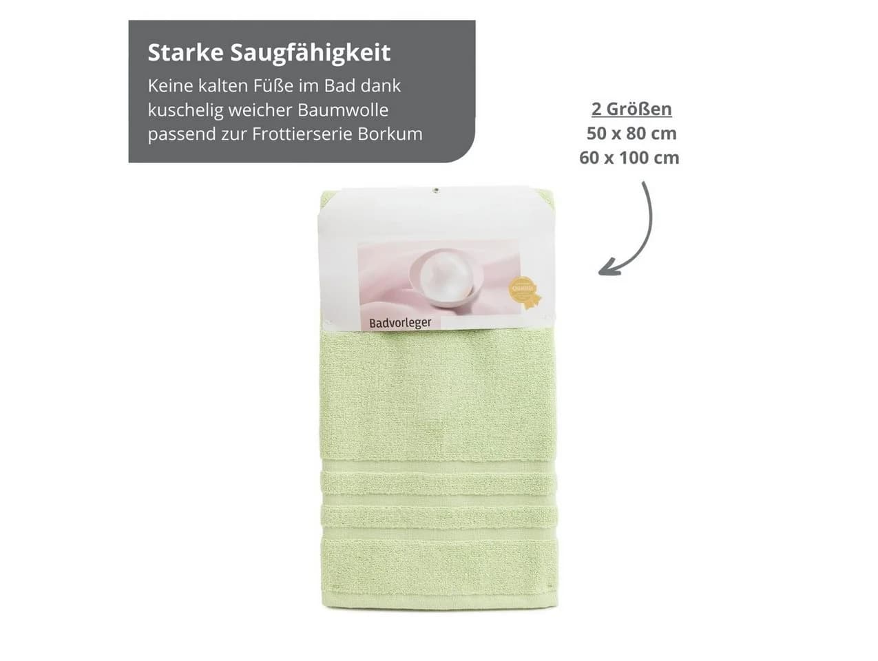 liebling Badematte Badvorleger Grün Baumwolle Zero Twist 800 g/m² - Bild 3
