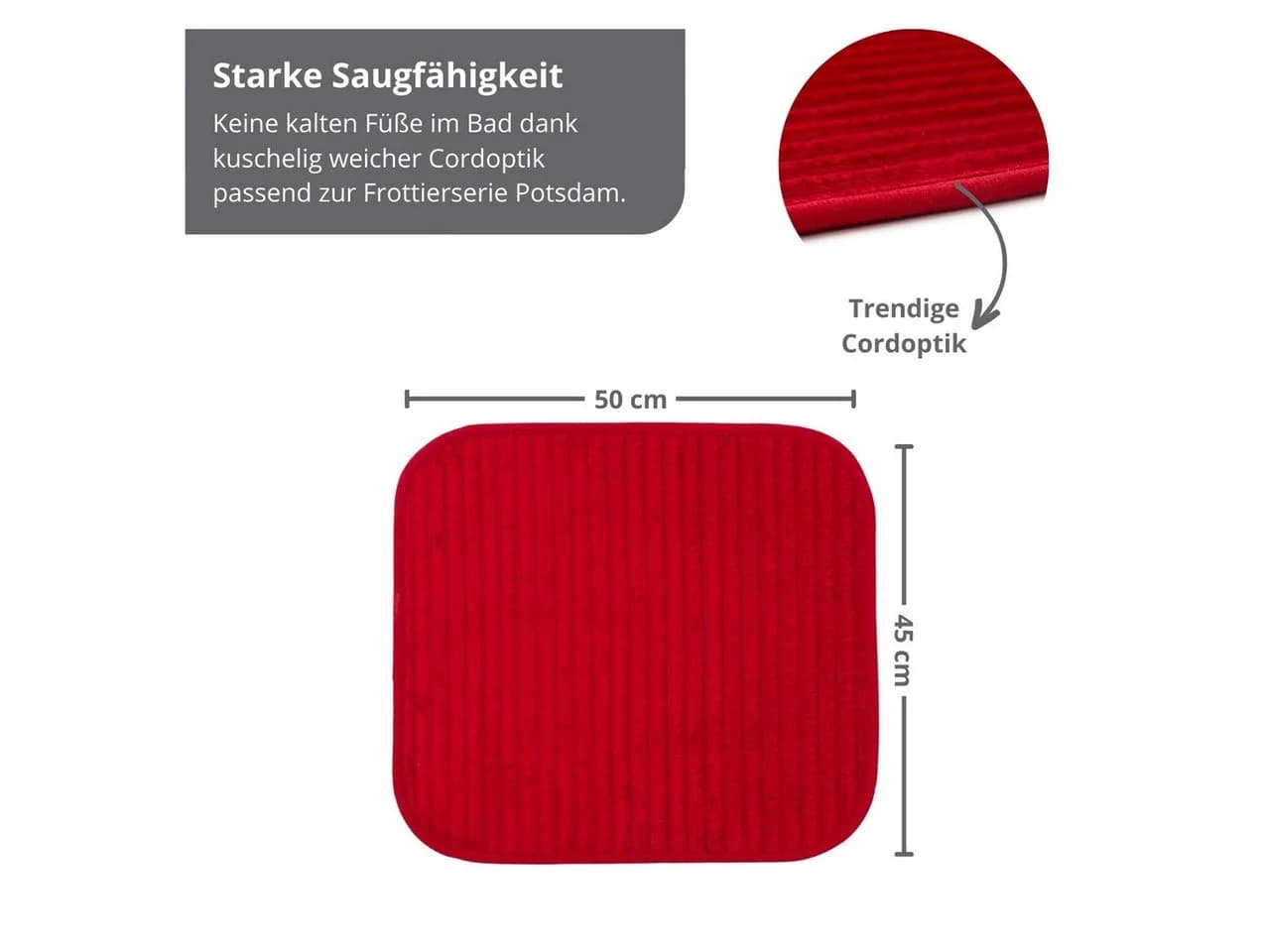 liebling Badematte Rot Polyester Rutschhemmend Quadratisch - Bild 3