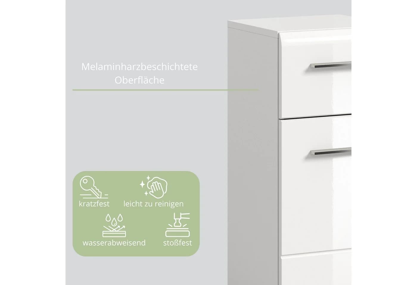 furnling Badkommode Standschrank Ivy Weiß 1 Schublade 1 Tür - Bild 5