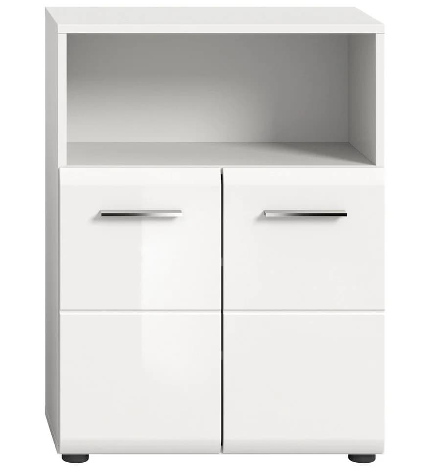 furnling Badkommode Standschrank Ivy Weiß Hochglanz 2 Türen - Bild 3