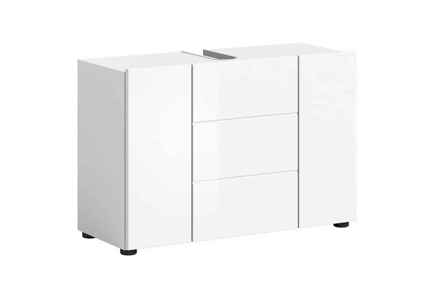 furnling Waschbeckenunterschrank Vera Weiß Hochglanz 3-türig - Bild 2
