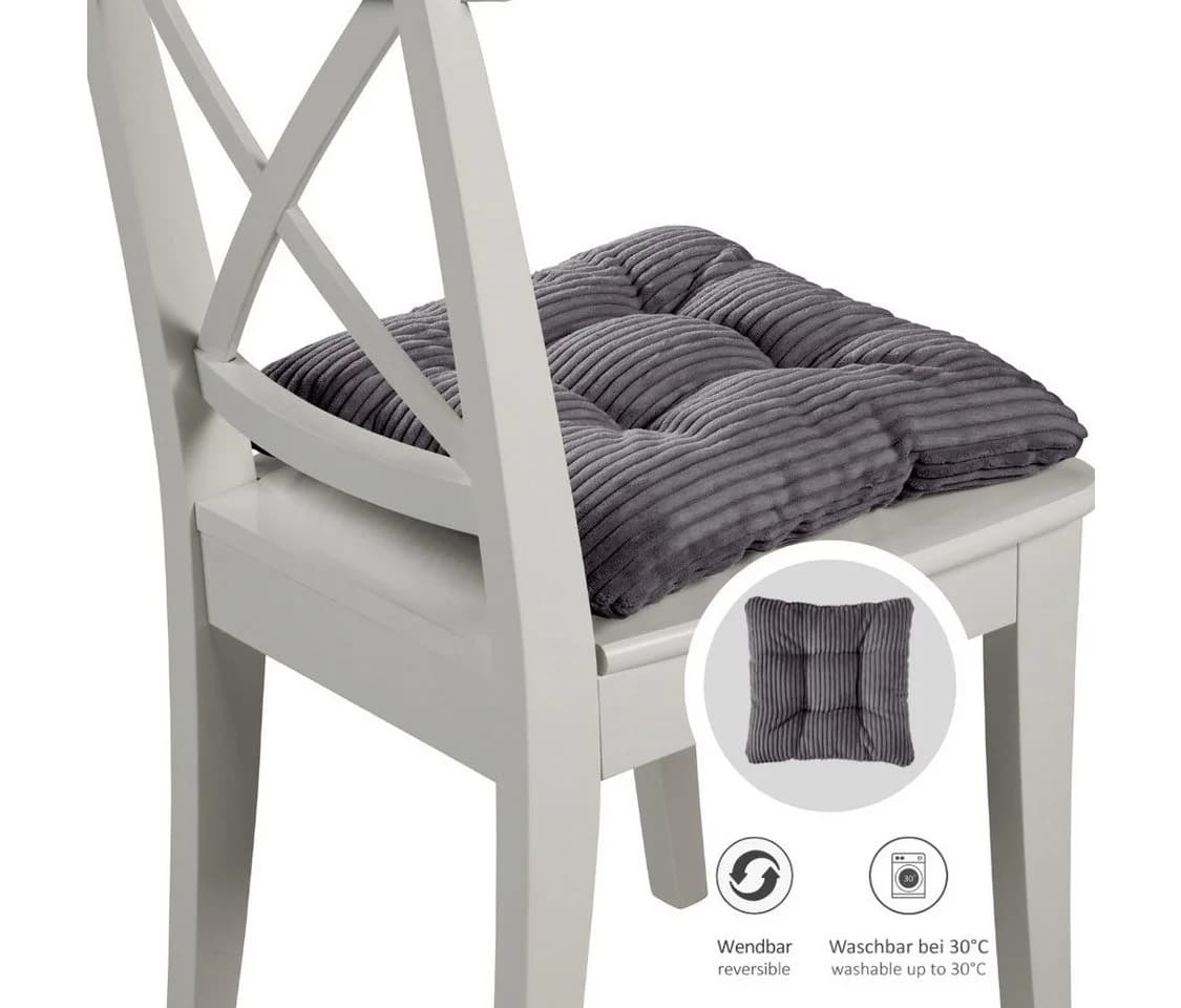 sleepling Sitzkissen Cord-Optik Dunkelgrau 38x38 cm
