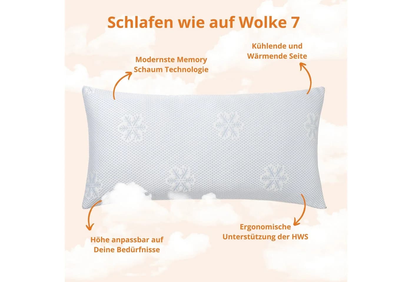 sleepling Kopfkissen Premium Memory Foam, Memory-Schaum, kühl & warm