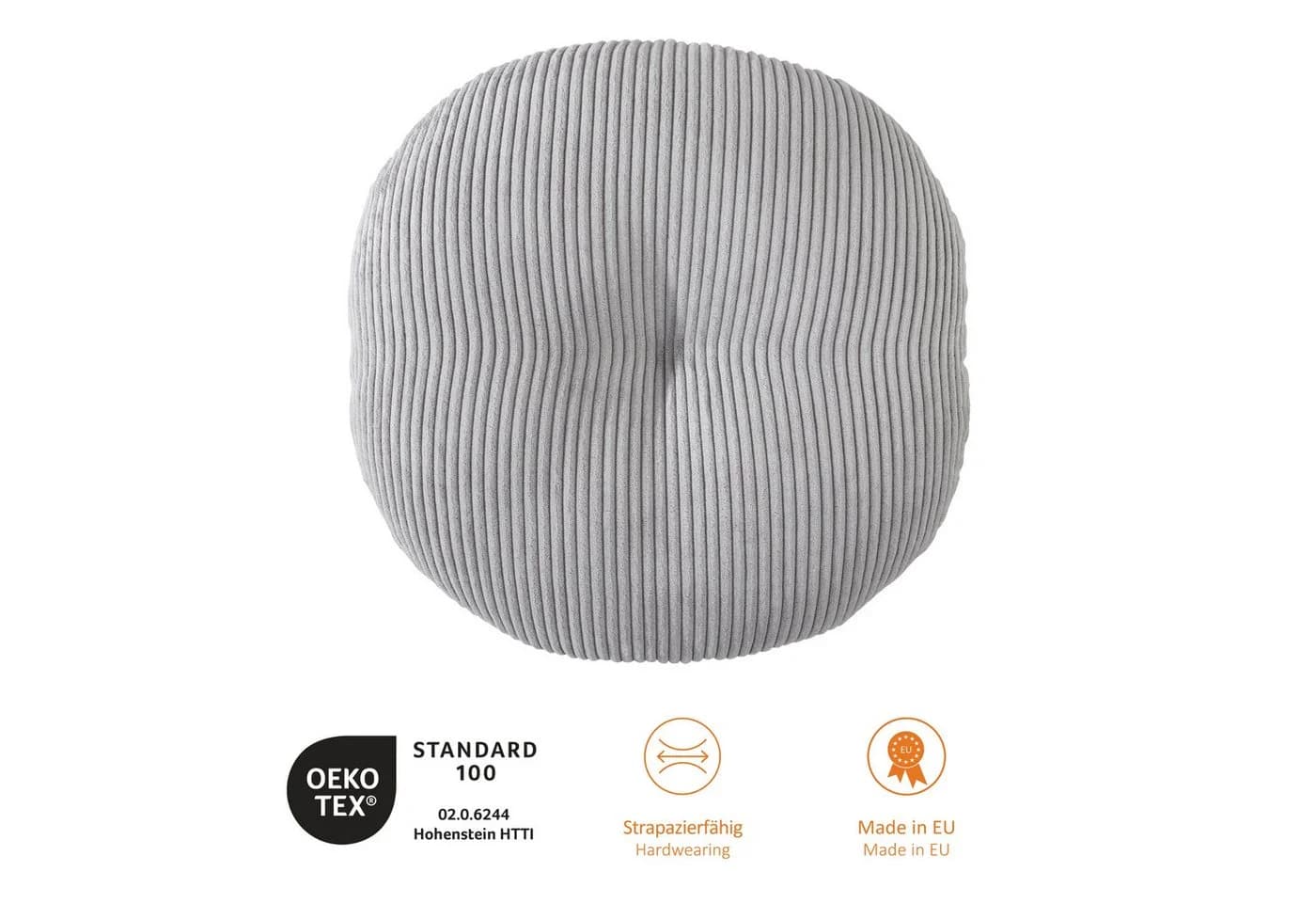 sleepling Bodenkissen Bodensitzkissen Grau Cord-Optik Meditationskissen