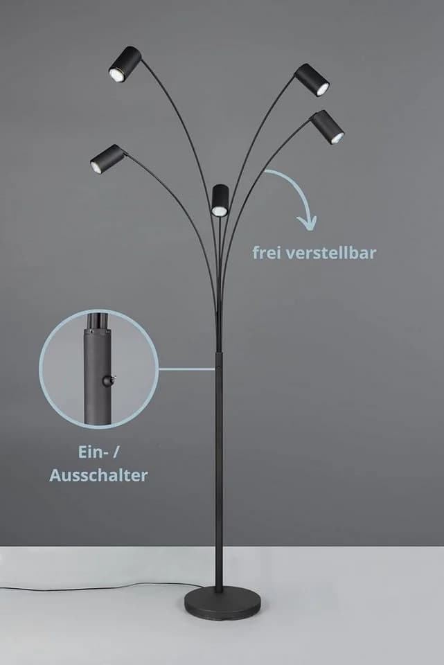 lightling Stehlampe Julie Schwarz Minimalistisch mit Schalter