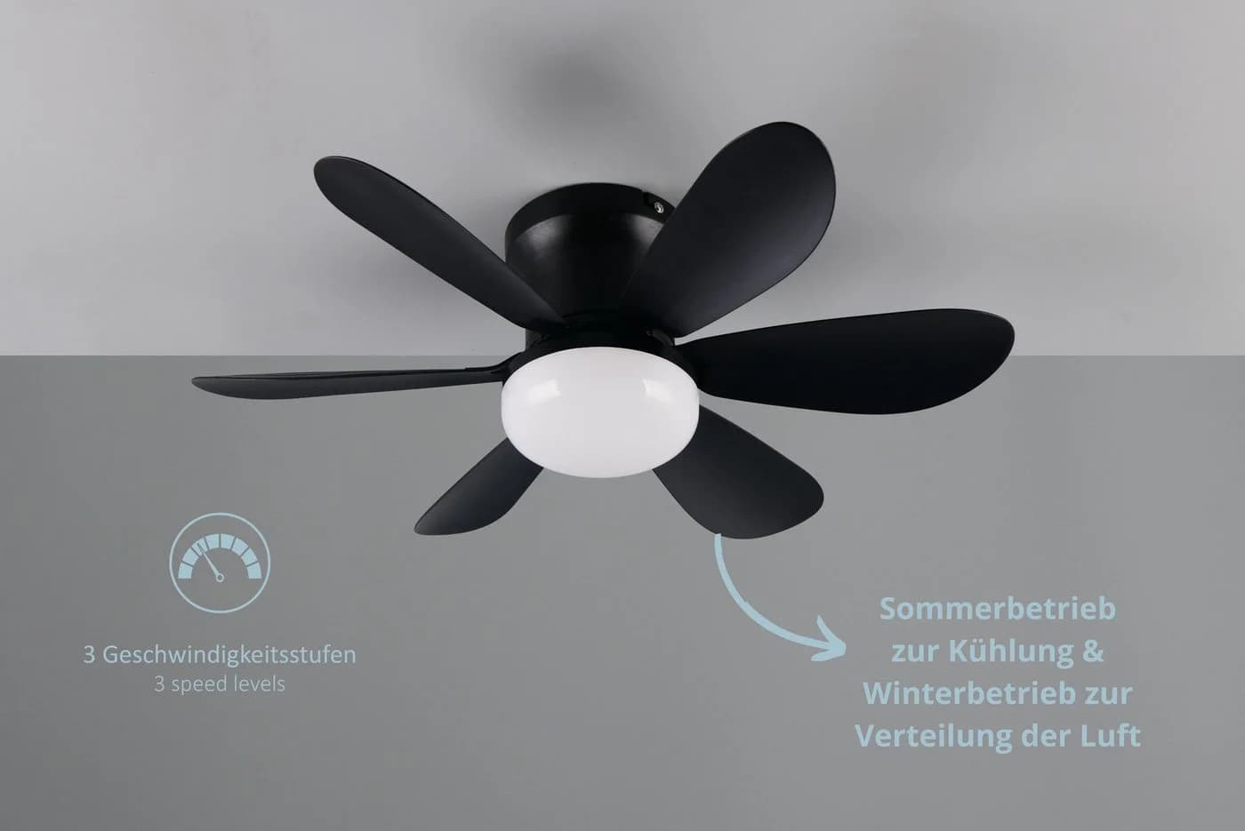 lightling LED Deckenleuchte Lunar mit Ventilator Schwarz Matt - Bild 5