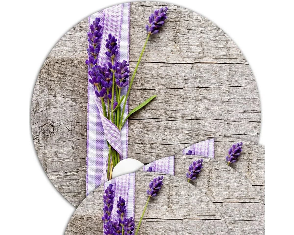matches21 HOME & HOBBY Platzset 4er Set Lavendel Holz-Optik Rund Abwaschbar - Bild 2
